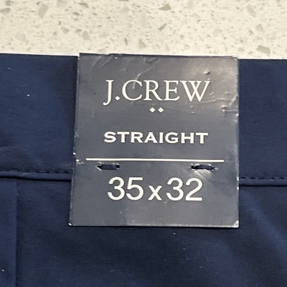 New J Crew Tech Pant Men 35x32 Navy Stretch Moisture Wick UPF 50+ Golf Chino NWT